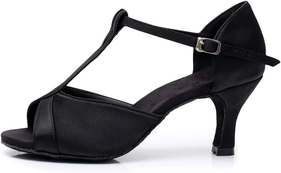 YKXLM Women's Latin Dance Shoes Ballroom Salsa Tango Professional Performance Practice T-Strap Dancing Shoes,Model 259