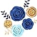Fonder Mols Large 3D Paper Flowers Decorations for Wall (Navy Blue Gold, Set of 6) for Royal Blue Baby Boy Shower, First Nautical, Shark Birthday Party Photobooth Backdrop(NO DIY)
