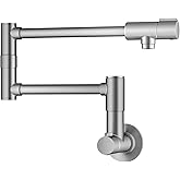 KRAUS Bolden 2 Handle Pot Filler Faucet with Retractable Arm, Wall Mount Kitchen Faucet, Pot Filler for Over Stove in Spot-Free Stainless Steel, KPF-5003SFS
