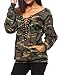 Dasbayla Women's V-neck Long Sleeve Camouflage Printed Sweater S-XL