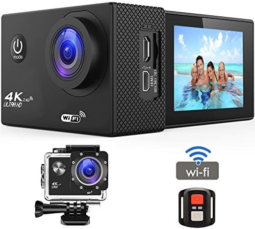 Action Camera 4K 30Fps Sports Cam - BUIEJDOG 16MP Action Cam HD WiFi Waterproof Camcorder with 170°Wide Angle Lens 2 Rechargeable Batteries and Accessories Kits (4k)