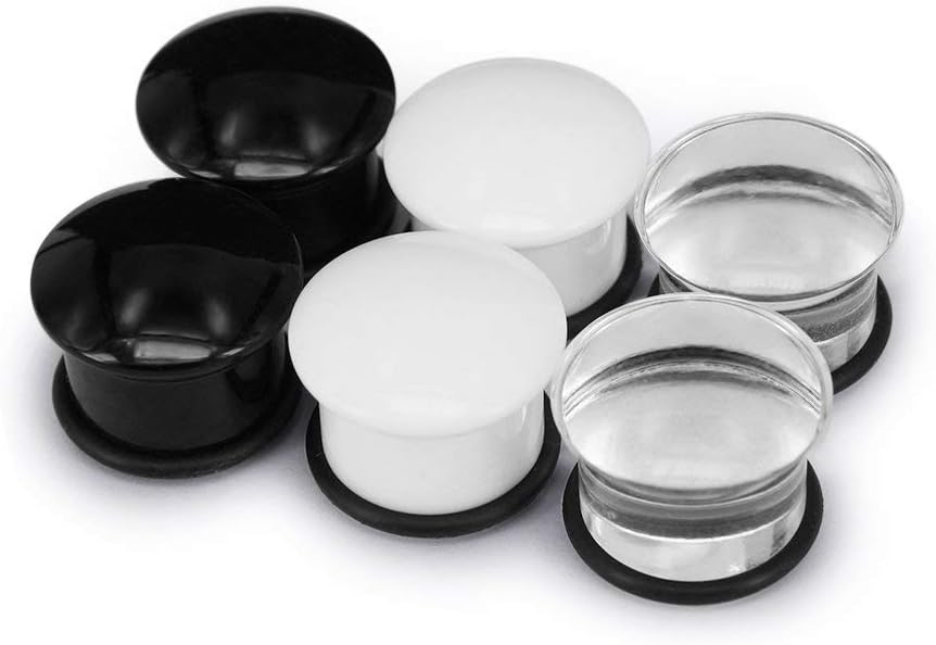 ZeSen Jewelry3 Pairs Acrylic Single Flared Ear Plugs Tunnel Expander Jewellery Ear Piercing Ear Plugs with O-Ring