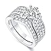VAN RORSI&MO Engagement Wedding Ring Set for Women 1.2ct Round Cubic Zirconia 925 Sterling Silver 5-10