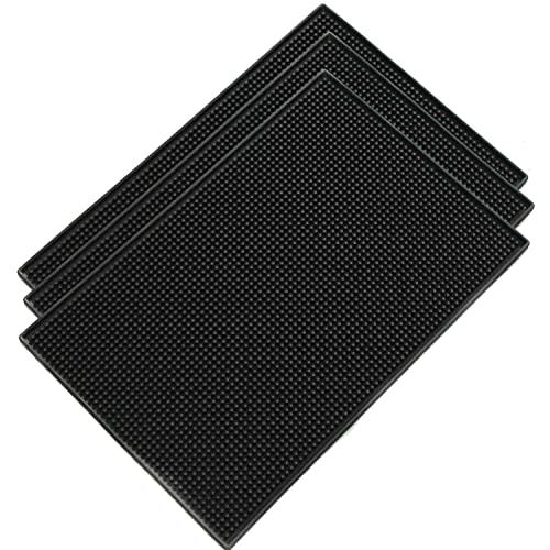 Homtone 45 x 30 cm Set of 3 Black Bar Mats Kitchen Mat for Glasses Cocktail Counter