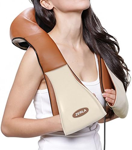 ZERLA Kneading Heated Massager - Chair Massage Pad for Car, Home or Office - 8 Shiatsu Massage Heads Target Neck, Shoulders, Back and Feet - Safe, Relaxing Heated Cushion Helps Relieve Muscle Tension