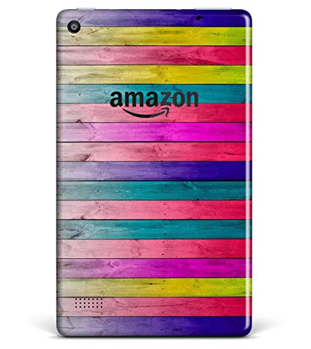 Wood Pattern Design Skinz Premium Full-Body Cover Wrap Decal Skin-Kit for The Kindle Fire HD 7 (Skin Only) - Vibrant Neon Colored Wood Strips