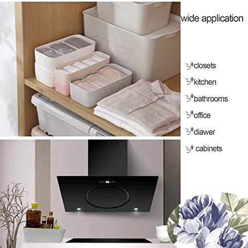 ZSZMFH Plastic Closet Underwear Organizer, Drawer Divider for Bras, Panties, Sock, Ties, Set of 3, White