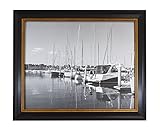 Golden State Art 16x20 Black Photo Picture Frame with Burgundy and Gold Border Lines, with Real Glass