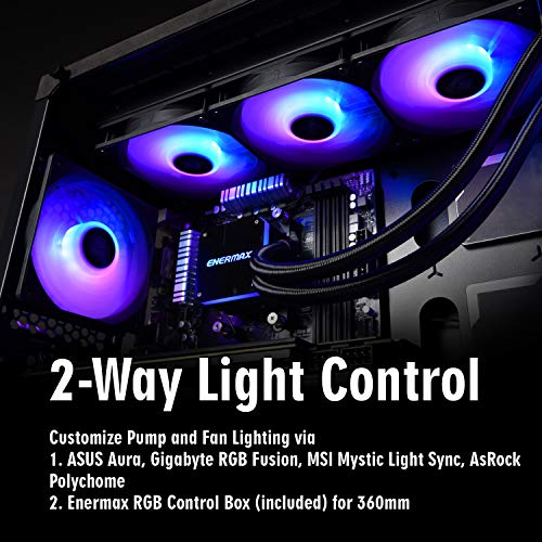 Enermax Liqmax III Addressable RGB 360 All-in-One CPU Liquid Cooler Dual Chamber Intel/AMD AM4 Support AIO ARGB LED Cooling 300W+ TDP; ELC-LMT360-ARGB