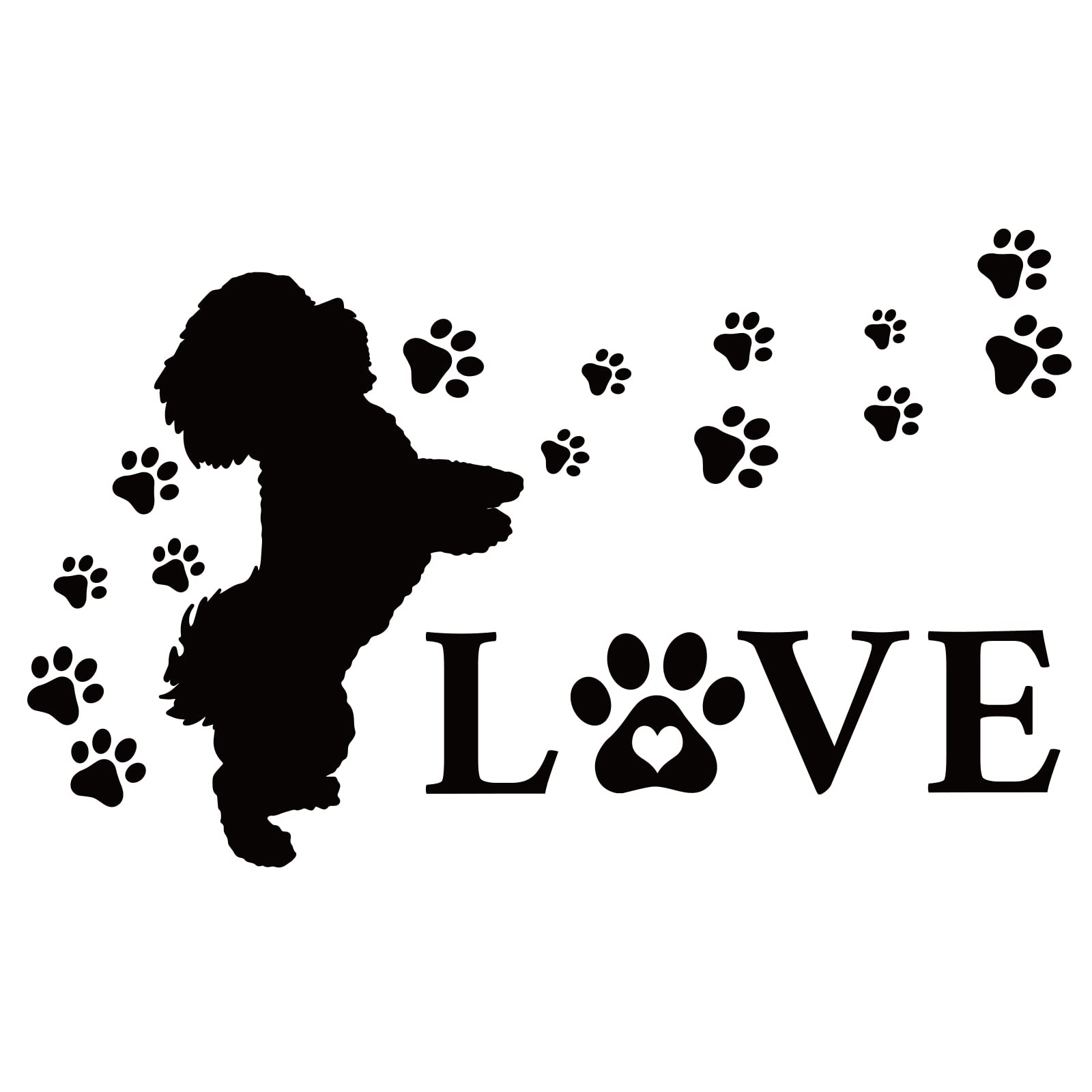 SUPERDANT Dog Pattern Wall Sticker Love Text Wall Sticker Wall Art Lettering Wall Sticker Vinyl Wall Sticker Interesting Quotes Sticker for Dog Lovers Living Room Bedroom Decor Black