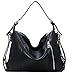 Heshe Vintage Leather Handbags for Women and Ladies Casual Shoulder Handbag Tote Top Handle Bag Satchel Purses (PU Leather-Black)