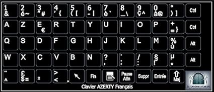 La Caverne D Eabani Sticker Autocollant Azerty Clavier Francais 59 Petites Touches Fond Noir 11mm Large X 10mm Haut Amazon Fr Informatique