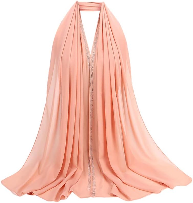 💕💕HYIRI Malaysian Chiffon Hot Drill Muslim Scarf Elegant Modest Women'S Turban Scarf MSL057
