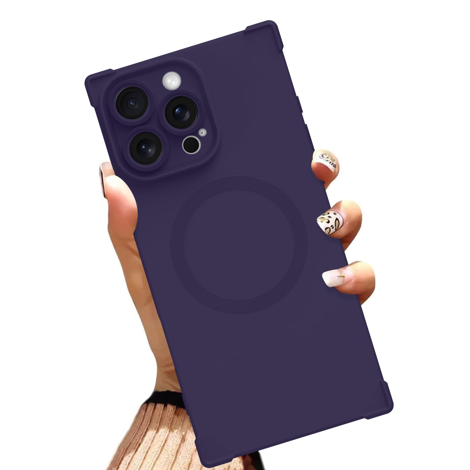 AIGOMARA Magnetic Case for iPhone 16 Pro 6.3 Inch [Compatible with MagSafe] Soft TPU Solid Purple Slim Phone Cover Reinforced Corners Shockproof Protective Case for Women Men