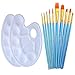 Artist Paint Brushes Xpassion 10 Pieces Nylon Hair Acrylic Brushes with Paint Tray Palettes Plastic 2 Pieces for DIY Craft Professional Art Painting School Coloring Supplies