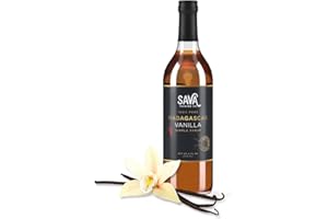 SAVA Madagascar Vanilla Bean Syrup – 100% Pure Vanilla Syrup Made of Real Gourmet Madagascar Vanilla Beans w/Organic Cane Sug