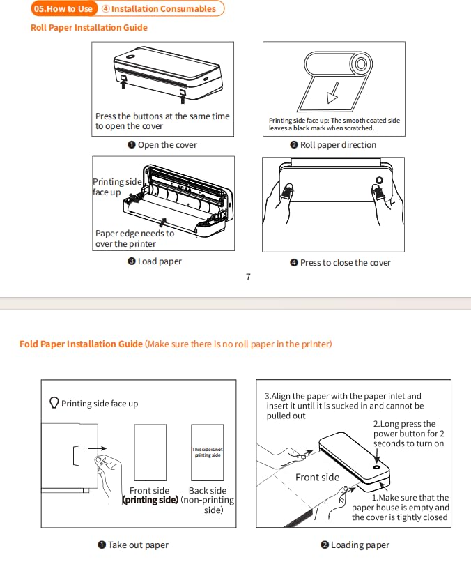 Portable Printer Wireless for Travel, Inkless Thermal Printer Supports 8.5 x 11 Inch Thermal Paper, Bluetooth Compatible with iOS, Android, Laptop Includes 2 Rolls & 10 Sheets of Paper Kit