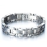 Exclusive Stainless Steel Man Jewelry Cross Link Bracelet for Men 8.85 Inches
