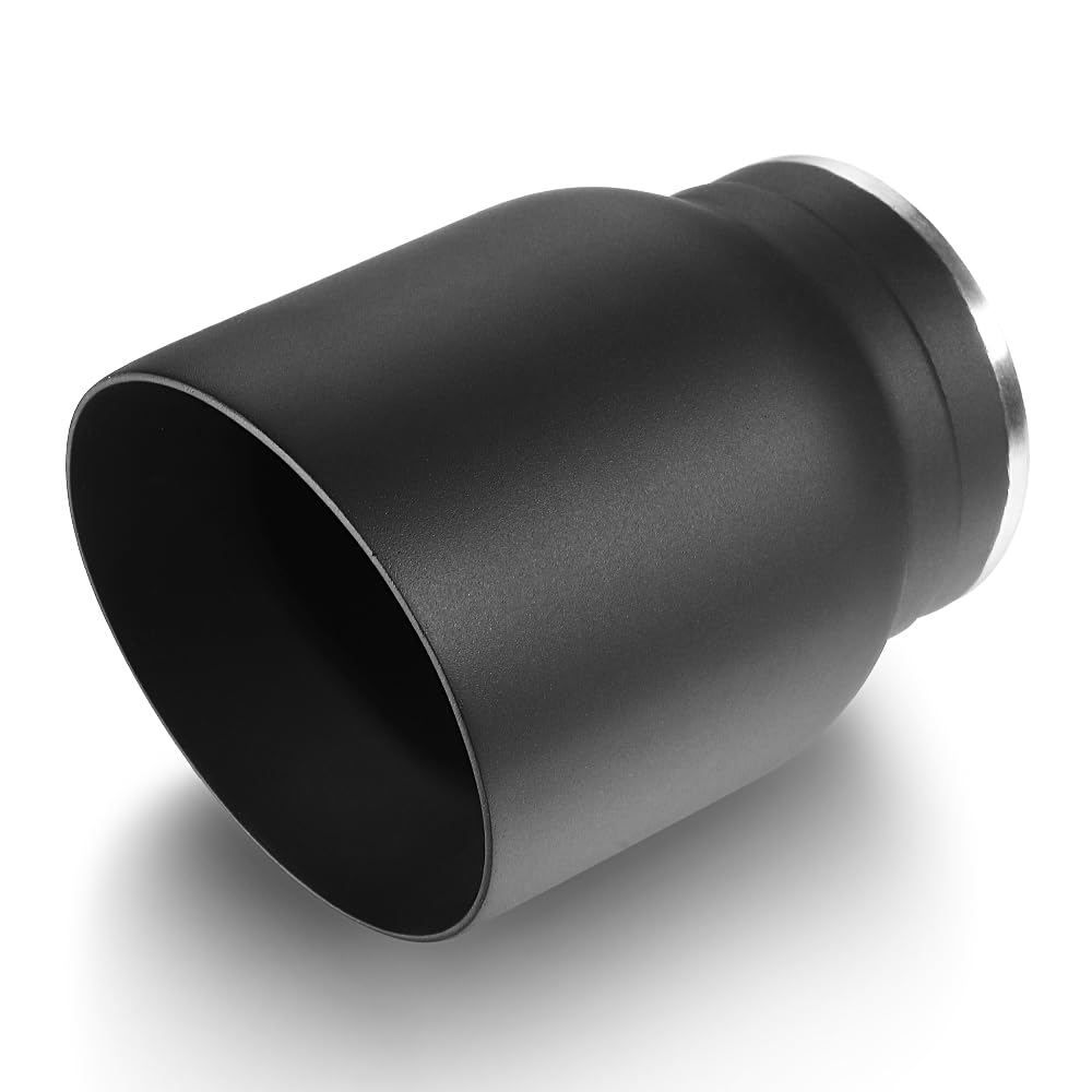 Photo 1 of LCGP 3" Inlet Universal Exhaust Tip, 4" Outlet - 5" Long, Black Double Wall Angle Cut