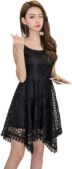 Amazon Co Jp Kimberley ワンピース ノースリーブ ミニ M 黒 総レース フレア キャミソール セクシー 上品 清楚 透け感 服 ファッション小物