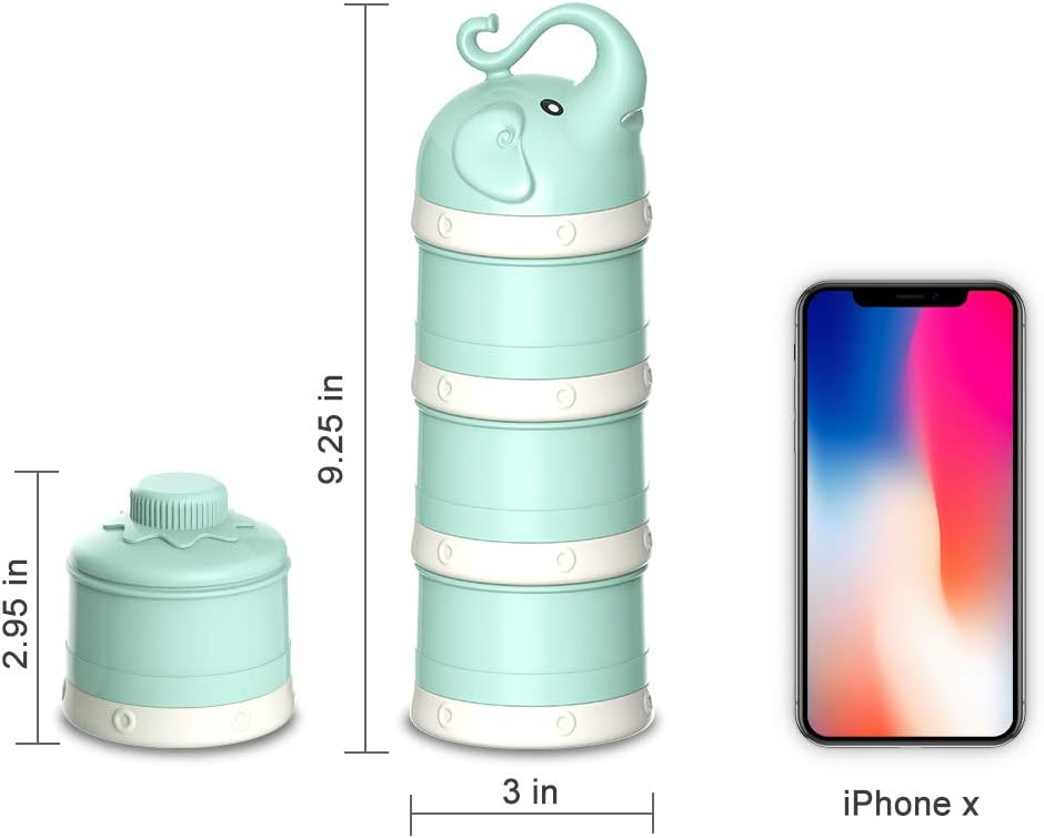 ORIY Baby Milk Powder Formula Dispenser,Large Capacity，Non-Spill Twist-Lock Stackable Milk Powder Formula Container and Snack Storage for Travel,Powder Leakage Free,BPA Free,3 Compartment，Green: Kitchen & Dining
