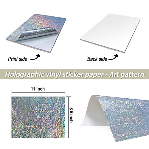 Rainbow Printable Vinyl Sticker Paper 10 Sheets Holographic Waterproof ...