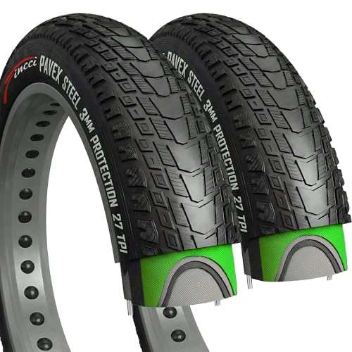 Fincci Pavex Pair of Tyre 20 x 4.0 Fat Bike Puncture-proof – 2 Fat Bike Tyres 20 x 4 Folding Nylon 3 mm 27 TPI 100-406 – for E-Bike, Folding, Urban, City