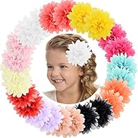 ALinmo Baby Girls Clips 24pcs 3.5" Chiffon Flower Clips Hair Barrettes Hair Pins Hair Accessories for Baby Girls Infants Teens Toddlers Kids Set of 12 Pairs