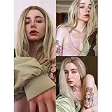 Vedar Beauty Long Curly Synthetic Lace Front Wig Light Brown Root Ombre Blonde Full Hair Wigs For Women(22Inches)