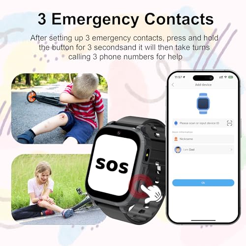 Reloj Inteligente Niño, 4G Reloj GPS Niños Localizador y Llamadas Smartwatch Niños Teléfono Videollamada Impermeable SOS Móvil Juego Voz Chat Despertador Clase Modo, Reloj NiñosEstudiante Regalo