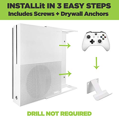 HIDEit Mounts X1S White Bundle, Wall Mounts for Xbox One S and