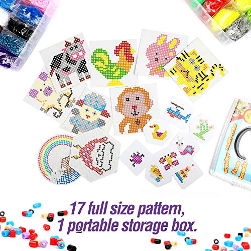 16000 Fuse Bead Kit-20 Color(5 Glow in The Dark),Small Iron,Full Size Pattern,Tweezers, Peg Boards, Ironing,Paper,Perler Beads Compatible - Thumbnail 2