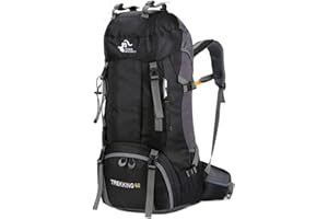 Bseash 60L Waterproof Hiking Camping Backpack with Rain Cover, Large Outdoor Sport Travel Daypack Rucksack for Climbing