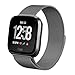 hooroor Compatible Bands Replacement for Fitbit Versa Smart Watch Women Men Small Large, Milanese Loop Stainless Steel Metal Sport Bracelet Strap Magnet Lock Wristbands Silver Black Rose Gold Lavender