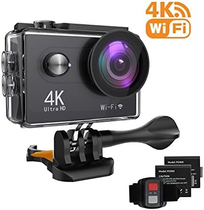 Hicober Action Camera - Ultra 4K HD Action Cam - 12MP WIFI Sports Action Camera - Waterproof Underwater 30M - Dual 2 Inch LCD display - 170°Wide Angle Lens with Multiple Accessories Kits