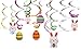 jollylife 30Ct Easter Decorations Egg Bunny Hanging Swirl Foil - Party Ornaments Supplies