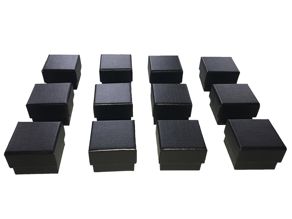 Marimor Jewelry Black Ring Gift Box with Foam and Velvet Insert Wholesale Pack of (12)