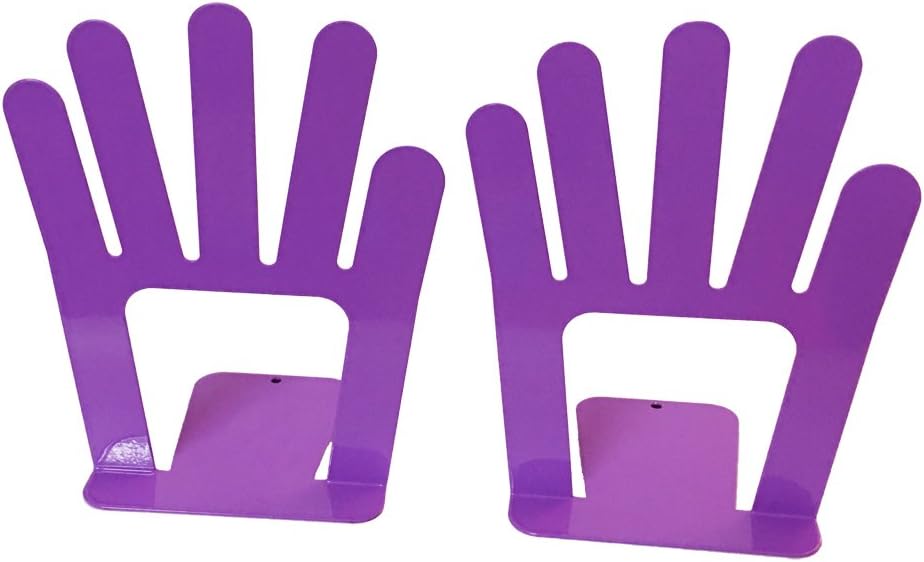 JIARI 1pair Cute Metal Hand Bookends Art Bookend (Purple)