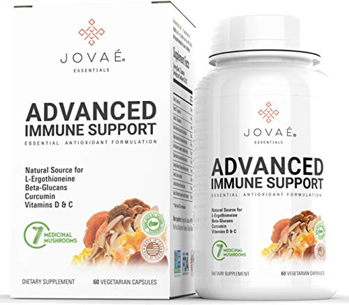 Jovae Advanced - 7 Medicinal Mushroom Complex Plus Immune Support with Maitake, Reishi Gandoderma Lucidum, Shiitake, Cordyceps Militaris, Turkey Tail, Boletus, Lions Mane, Vitamin D and Vitamin C