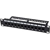GeeekPi 12-Port Cat6 Patch Panel, 10 inch 1U Rack Mount Modular Panel with Keystone Coupler & Cable Management for DeskPi Rac