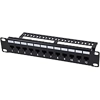 GeeekPi 12-Port Cat6 Patch Panel, 10 inch 1U Rack Mount Modular Panel with Keystone Coupler & Cable Management for DeskPi Rac