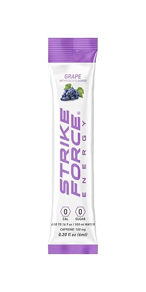 STRIKE FORCE ENERGY DRINK MIX – GRAPE FLAVOR – NATURAL TASTING CAFFEINE DRINK – TURN ANY DRINK INTO A HEALTHY ENERGY DRINK – ZERO CALORIES, KETO FRIENDLY, SUGAR FREE, PRE WORKOUT (10 LIQUID PACKS)