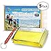 Zenwells Solar Blankets - 5-Pack Mylar Thermal First Aid Blanket for Emergency Survival Kit, Car Tactical Gear, Outdoor, Hiking, Backpack, Travel, Disaster Preparedness Equipment Plus Whistle!