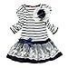 PanDaDa Girls Bowknot Striped Tutu Dress Party Long Sleeve T-shirt Skirt 2-7y