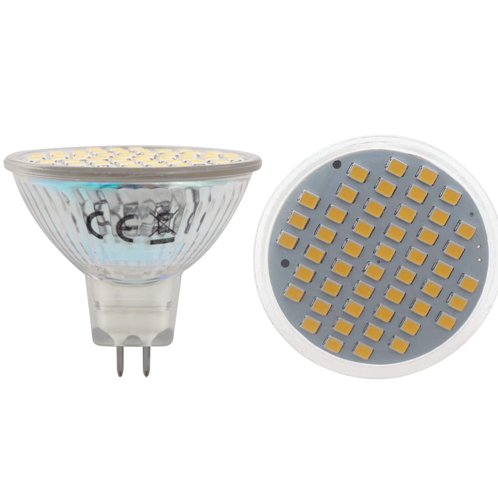 GLMING MR16 G5.3 48-2835 SMD LED Bulb Light 3W G5.3 Bi-pin Base Lamp Spotlight Bulb Ac 12V / Dc 12-24V Warm White Pack of 2