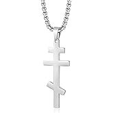 PenPot Stainless Steel Cross Necklace, Orthodox, Titanium Steel Pendant, Glossy, for Men and Women, Retro Style, Baptist Gifts
