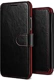 iPhone X Case :: VRS X Lumion :: Drop Protection Cover :: Classy Slim Premium PU Leather Wallet :: ID Credit Card Slot Holder for Apple iPhone X/iPhone 10 (Layered Dandy - Black)