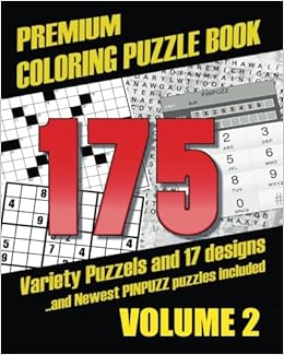 Premium Coloring Puzzle Book Vol2 175 Variety Puzzles And - 