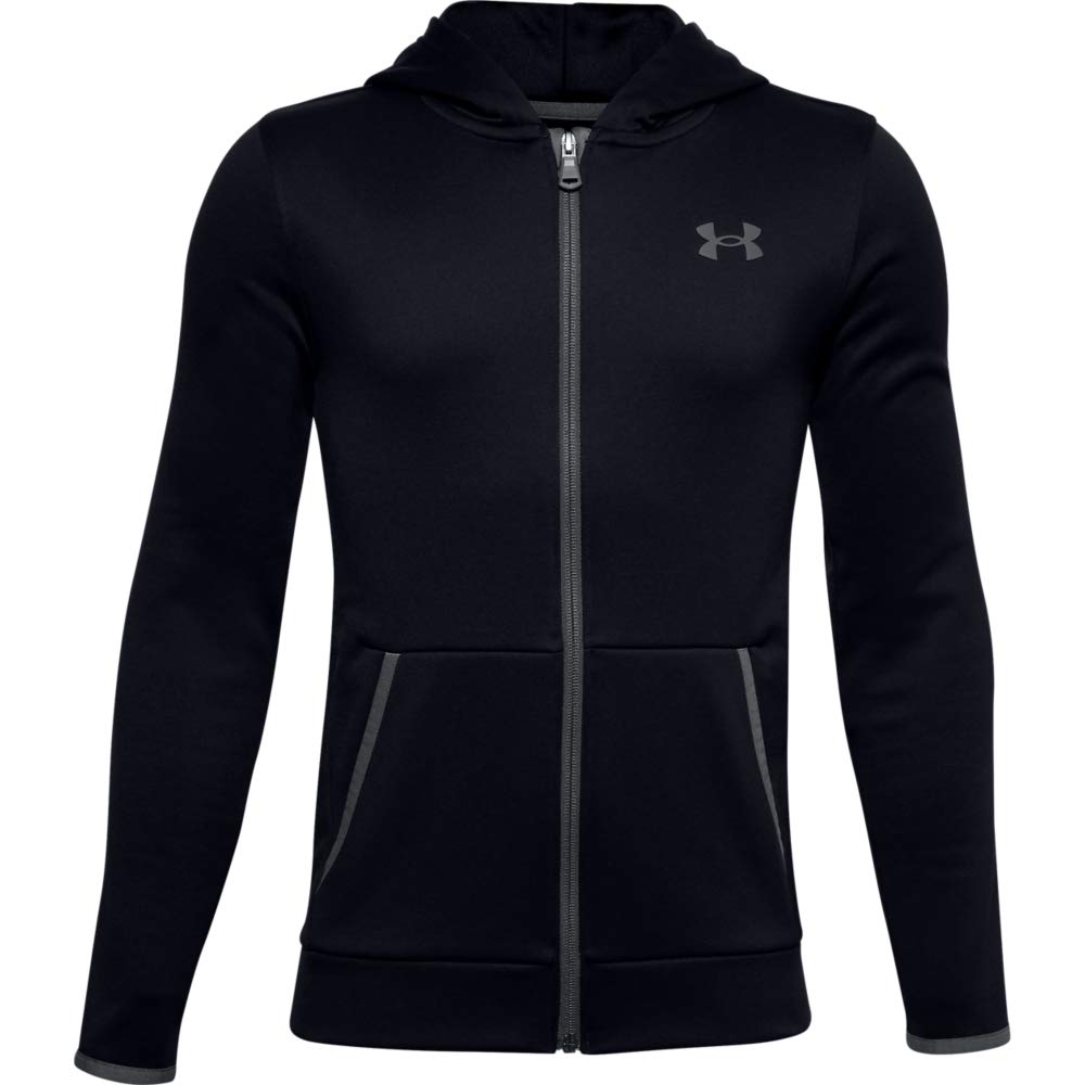 Under Armour Boys' Armour Fleece Full Zip , Black (001)/Pitch Gray , Youth Medium Image