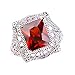Psiroy 925 Sterling Silver Created Garnet Filled Filigree Art Deco Statement Ring